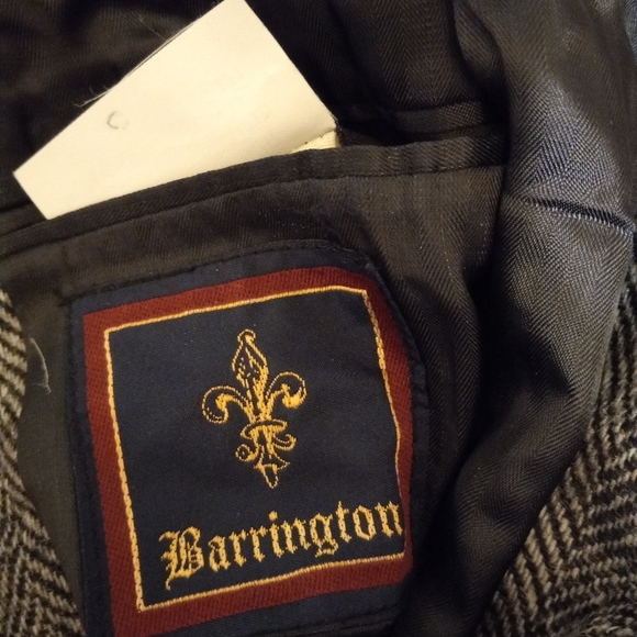 BARRINGTON Wool Blazer Sports Coat Jacket Blavk & White Herringbone  Size 42R - Picture 9 of 11